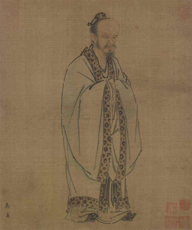 孔伋从小受到爷爷的熏陶,勤奋好学. 有一次,他看到孔子独自坐