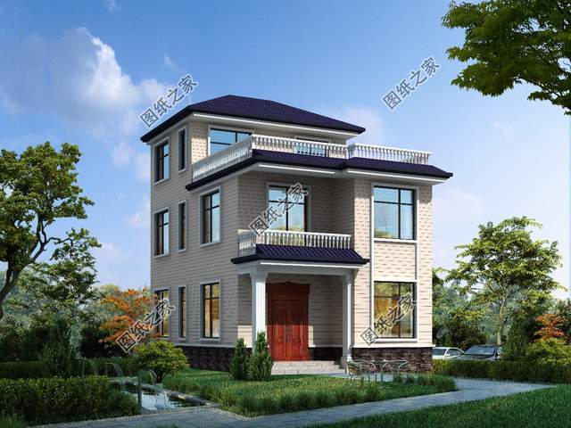 农村三层罗马柱房屋图片,经典户型,越看越喜欢