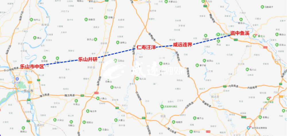 向西经威远县,仁寿县,井研县,止于乐山市市中区,与规划的天眉乐高速相