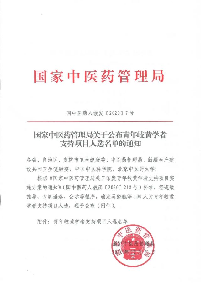 院长郝旭亮当选国家青年岐黄学者