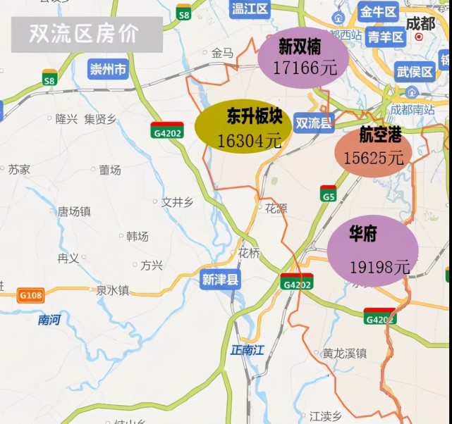 成都雙流區新房下跌4.85%,而新津區上漲2.74%