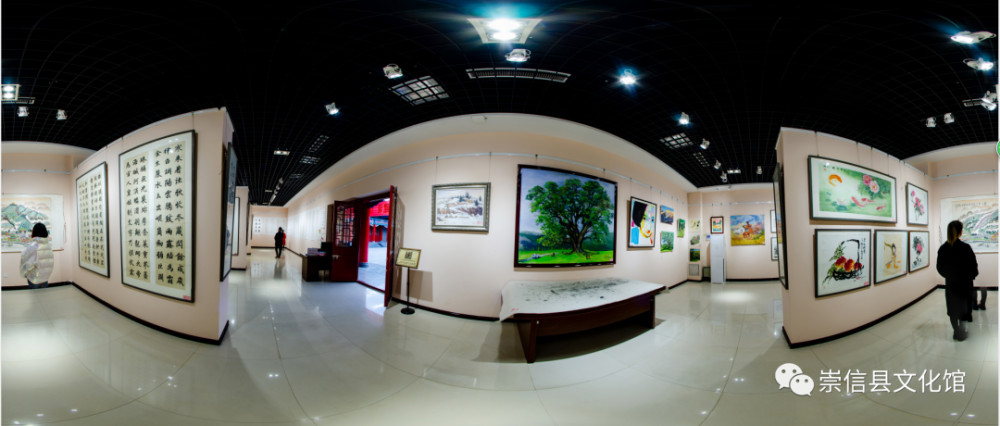 文化馆"微信公众号,点击如下图所示菜单键("崇文导览""vr全景图")即可