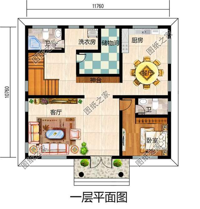 客廳上空,客廳,臥室x2,主臥(帶衛生間),衛生間,陽臺; 三層戶型:客廳