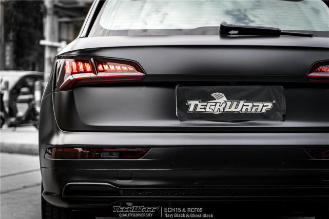 黑化 双拼,奥迪q5震撼了,teckwrap秃鹰改色膜电光黑,幽灵黑