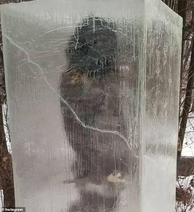 美国公园惊现"神秘冰块",其中竟藏黑色人影,路人却欢喜合照