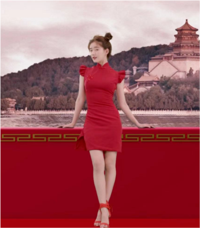 终于相信赵露思不到80斤!故意穿小一码旗袍出镜,这腰我都不敢这么p