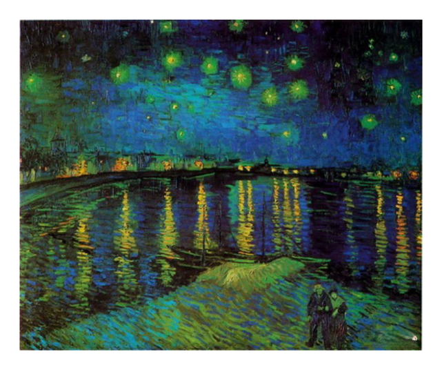 世界名画罗纳河上的星空凡高