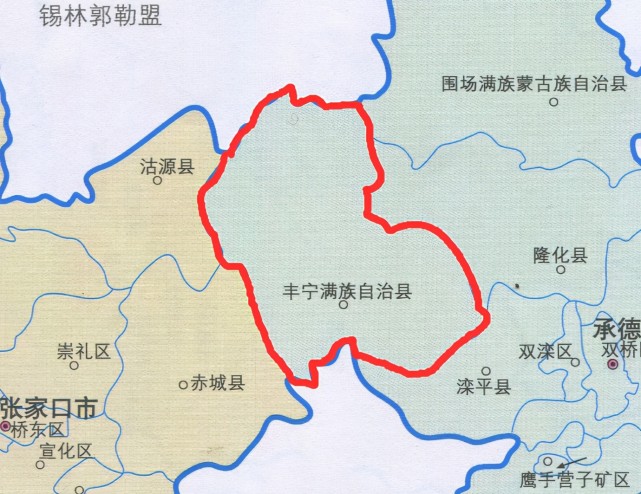 灤平縣,南連北京市懷柔區,西交赤城縣,沽源縣,北接內蒙古自治區多倫縣