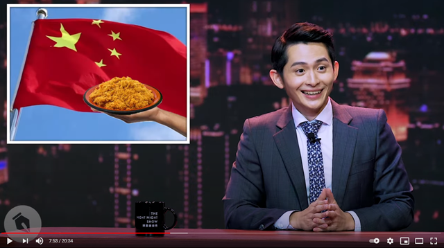 曾博恩随后抛出梗:"我有个点子,我们进口莱猪做成肉松,然后卖给大陆