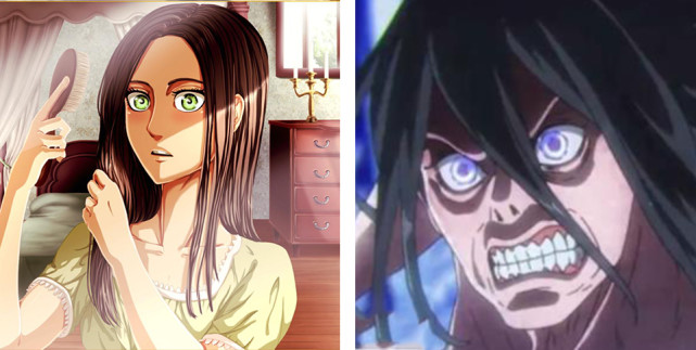 进击的巨人:角色变巨人反差对比|艾伦·克鲁格|变身|弗丽达·雷伊