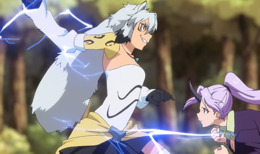 王国的实力(给利姆鲁出气)和来自兽王国的三兽士之一白虎妹子大打出手