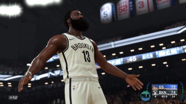 nba2k21哈登关键时候二加一全场高呼mvp