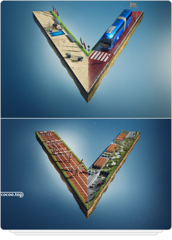 混维图形是在图形创意中对空间变异手法进行运用,通过对某事物的局部