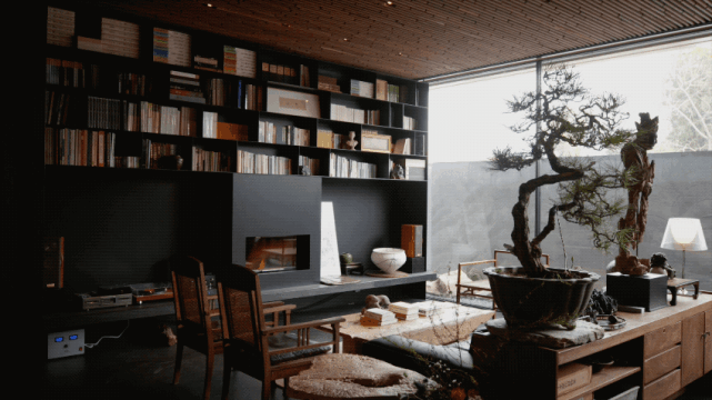 水边有三棵上百年的老柿子树,4个好友一致觉得应该保留下来,茶室"柿间