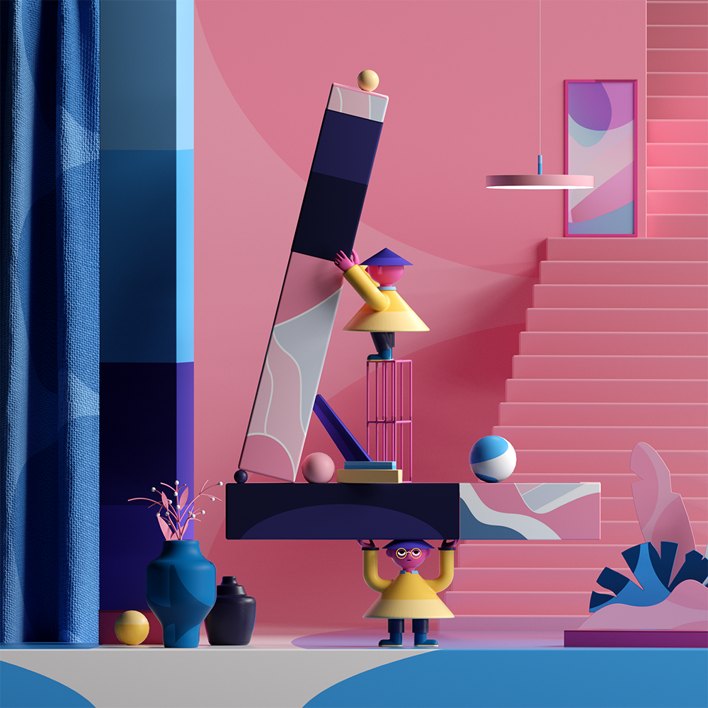 开眼作品|3d场景插画赏析_腾讯新闻