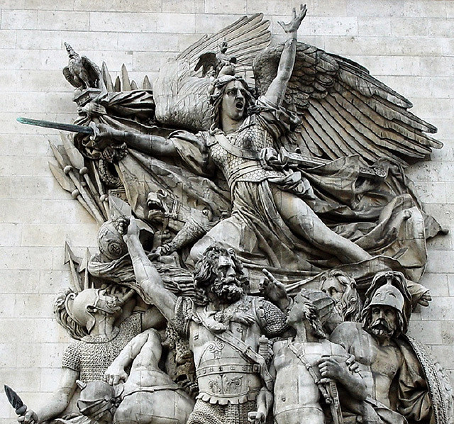 巴黎凯旋门上的雕塑马赛是素描写生的教具