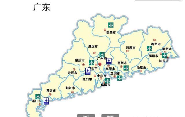 广东已建和筹建机场以及示意图