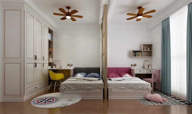 朋友108㎡的家,1个单间隔出两个儿童房,设计大胆又实用