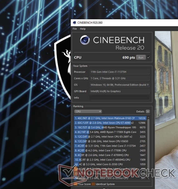 英特尔i711375h外媒首测单核性能超10750h达46