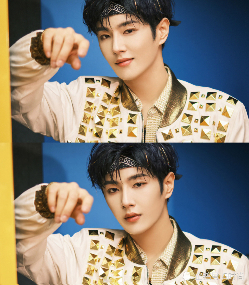 李汶翰身穿白色夹克缀满鎏金色泽的铆钉熠熠夺目光彩照人