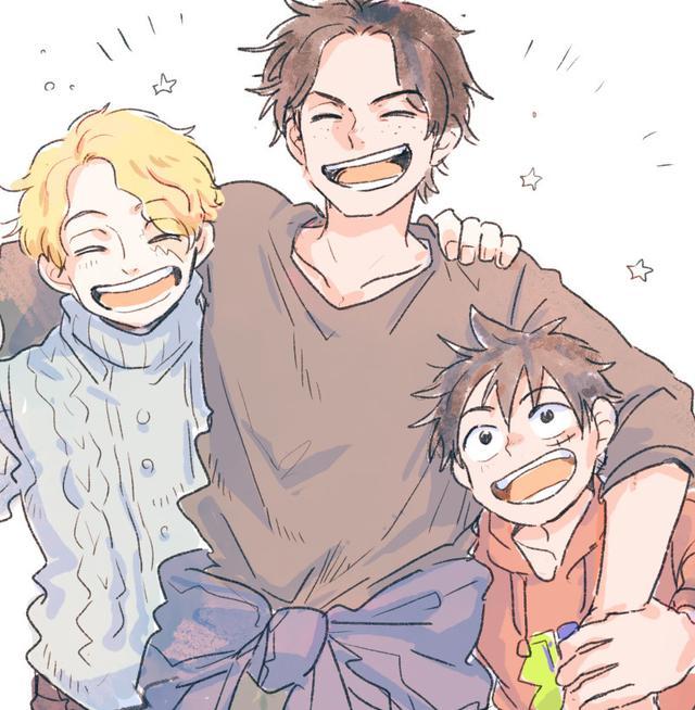 海贼王asl冬日插画分享三兄弟开烤肉店路飞馋出口水