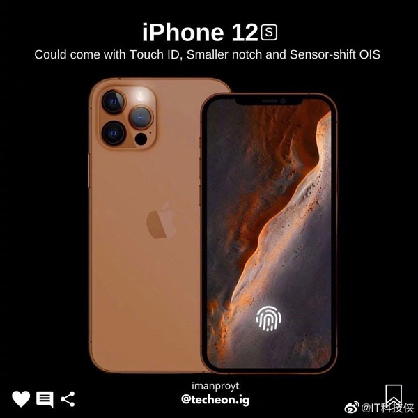 iPhone 12S渲染图曝光：首次引入屏幕指纹、刘海面积减小图1