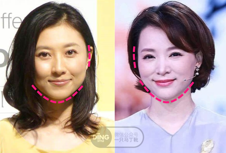比如圆线条脸型 尖下巴,整体流畅的面部轮廓依然有柔和亲切的感觉,尖