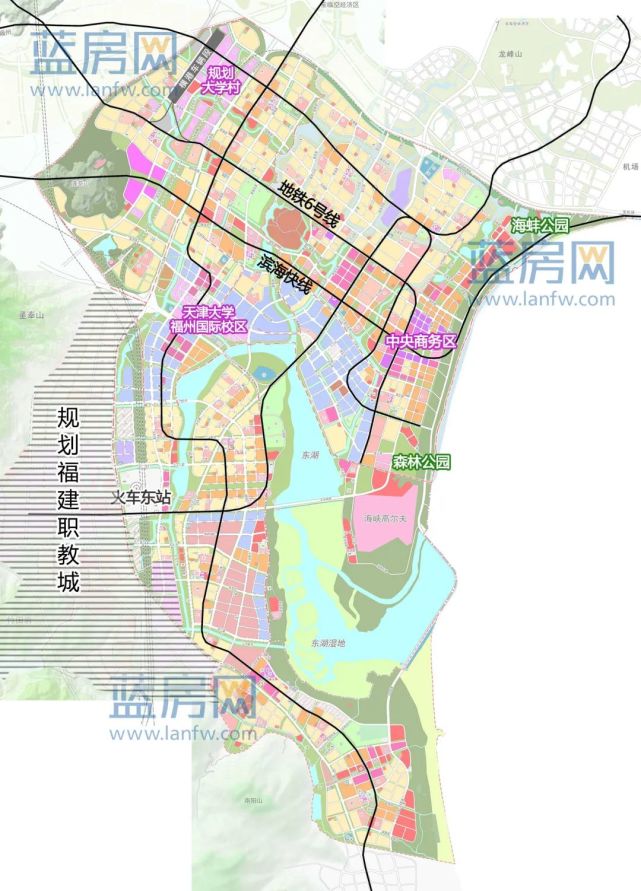 根據福州新區管委會今年7月最新回覆,職教城位於濱海新城東站組團的西