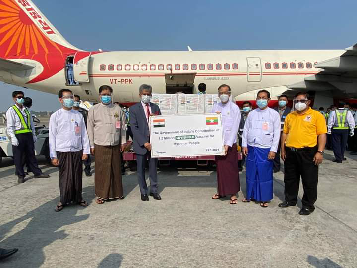 印度援助的国产新冠疫苗已运抵仰光市
