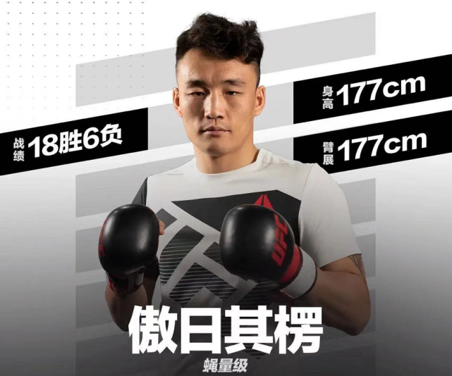 男子运动员傲日其楞身高177公分,成为ufc蝇量级运动员,他过往战绩是18