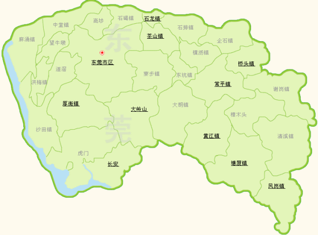 东莞各镇区域划分图图片