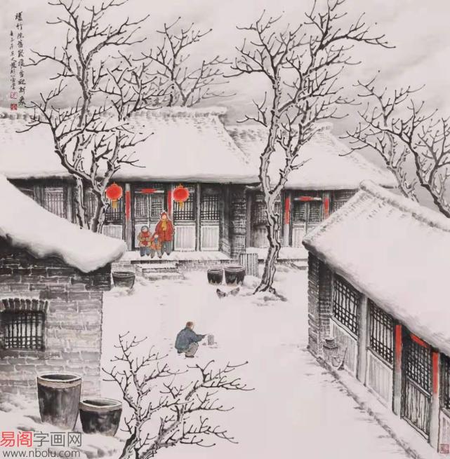 精美的雪景山水画品自然之美