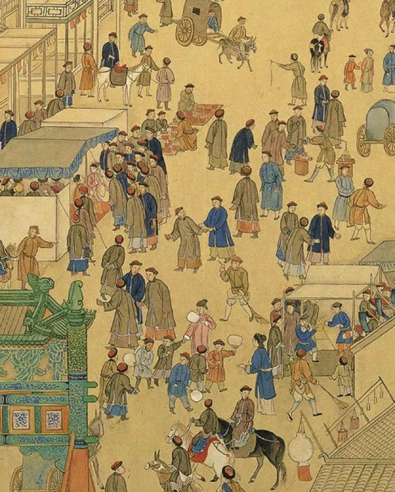 清朝时期的街景到了清朝,置办年货的市集出现.