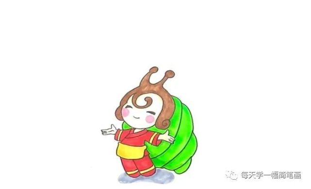 每天学一幅简笔画-田螺姑娘怎么画