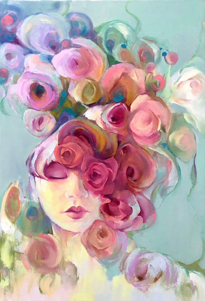 玫瑰与人物结合需要彼此有很好情感触碰一组油画作品欣赏