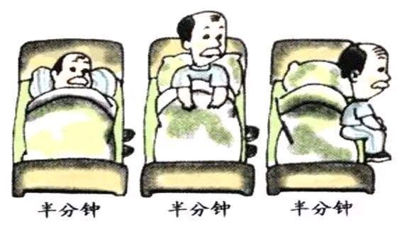 建议遵循3个30秒的原则:醒来之后先在床上躺30秒,活动下胳膊腿;然后