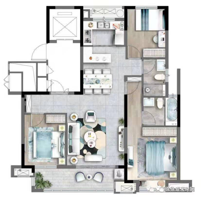 建面约120方户型图