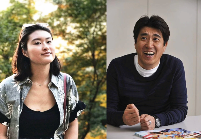 脸型比较大,总体来说,她长得不太像妈妈,反而像极了谐星老爸石桥贵明