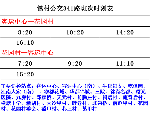 丹陽鎮村公交班次時刻表 301路 2.