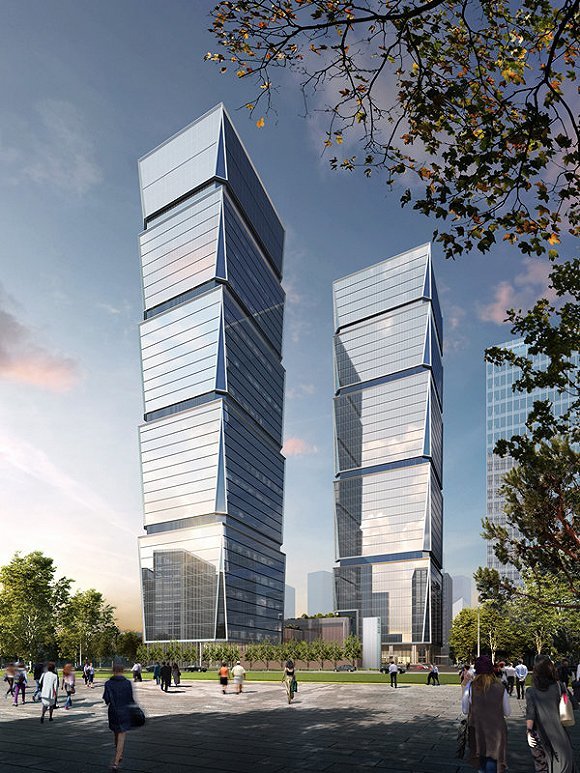 崂山超高层双子塔封顶,什么是上实中心书写的城市学概论?_腾讯新闻