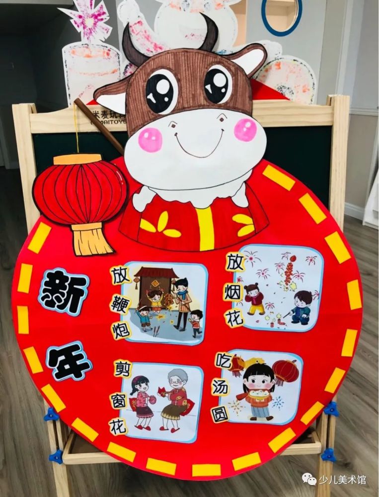 素材分享新年主题手工环创提前迎牛年