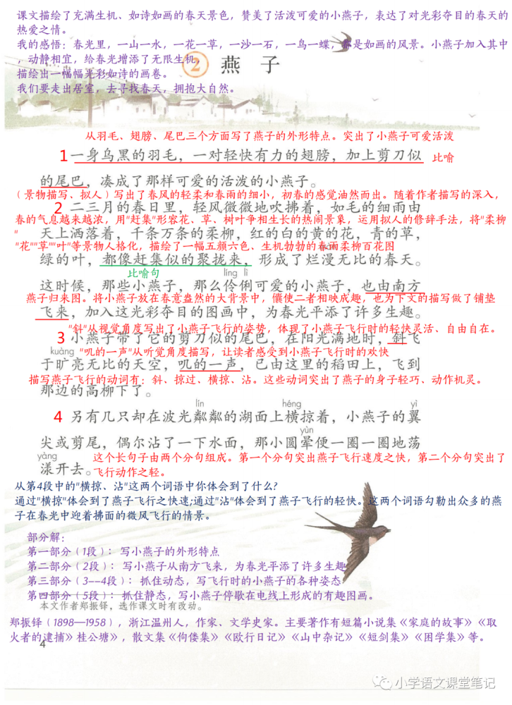 三年级语文下册2021版第二课燕子
