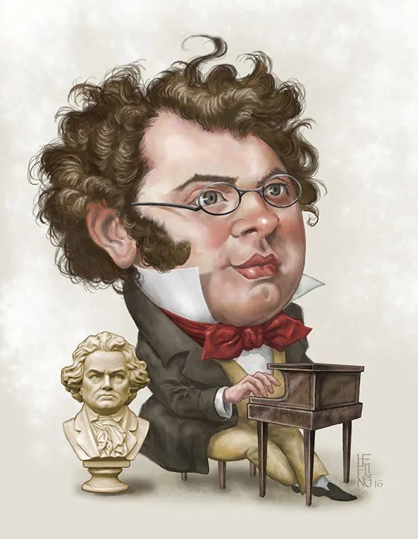 奥地利作曲家弗朗茨舒伯特漫像