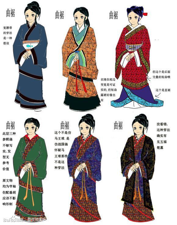 汉服小科普|秦汉时期的曲裾和直裾!