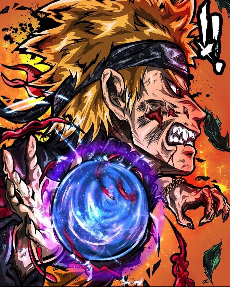 画师笔下的火影忍者这个画风相当狂野鸣人霸气感十足