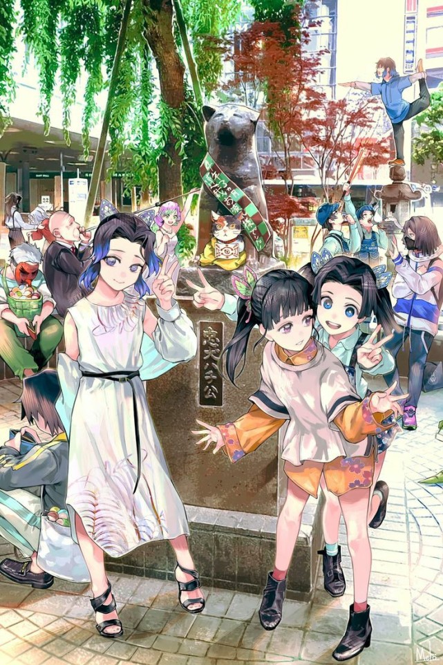 鬼灭之刃全员来到现代图片