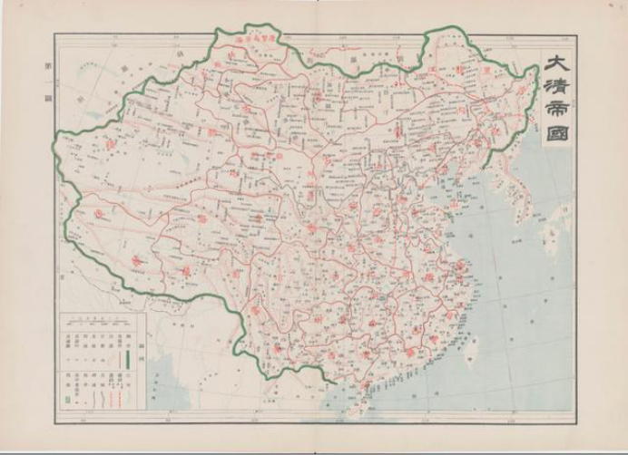 版地图按照行政区进行归类,当时的大清帝国境内共计24个省级行政区划