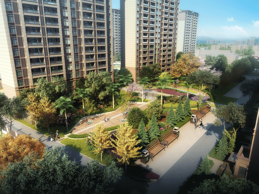 效果图 | 凤凰城实行人车分流抛除噪音和汽车尾气的污染为社区腾地