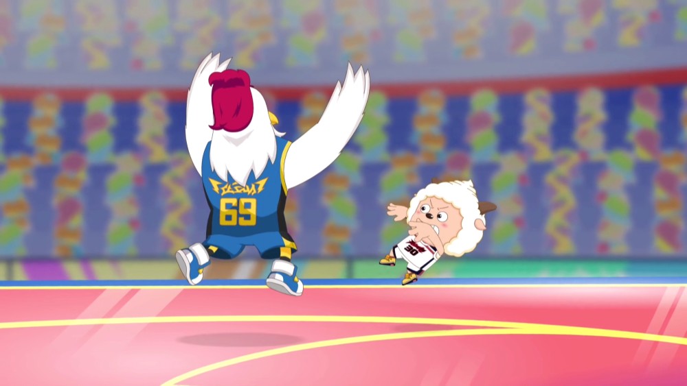 喜羊羊与灰太狼:懒羊羊进三分球,注意羊大妈的扇子,寒冰扇!