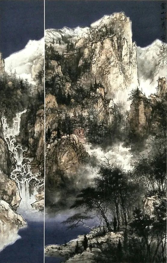 240×200cm太行遊記嚴永明,筆名:嚴寒,號:牧雲齋主,徐州市人,中國美術